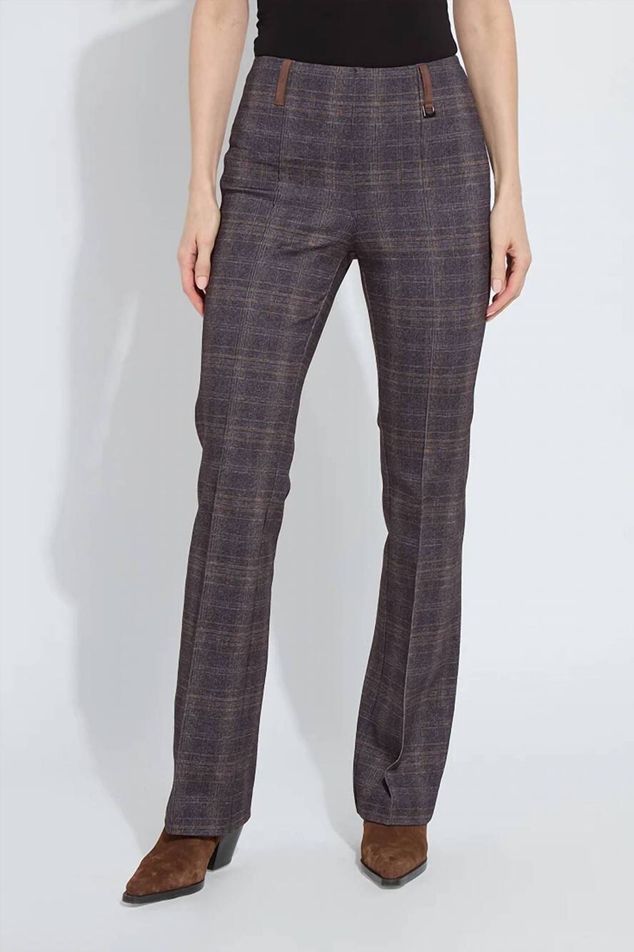 NEW LYSSE patterned pintuck ponte baby bootcut pants in black